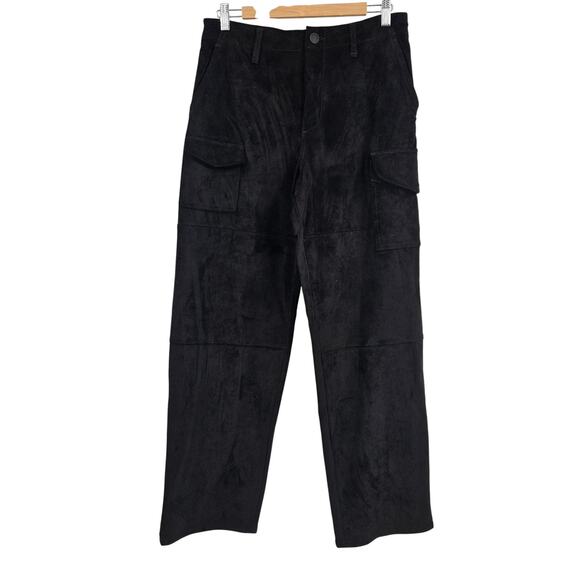 Rag & Bone Nora Cargo Pants Black Faux Suede High Waist Straight Leg Size 27 - Picture 2 of 8